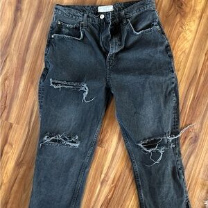 We The Free Women's Straight Leg Distressed Black Jeans